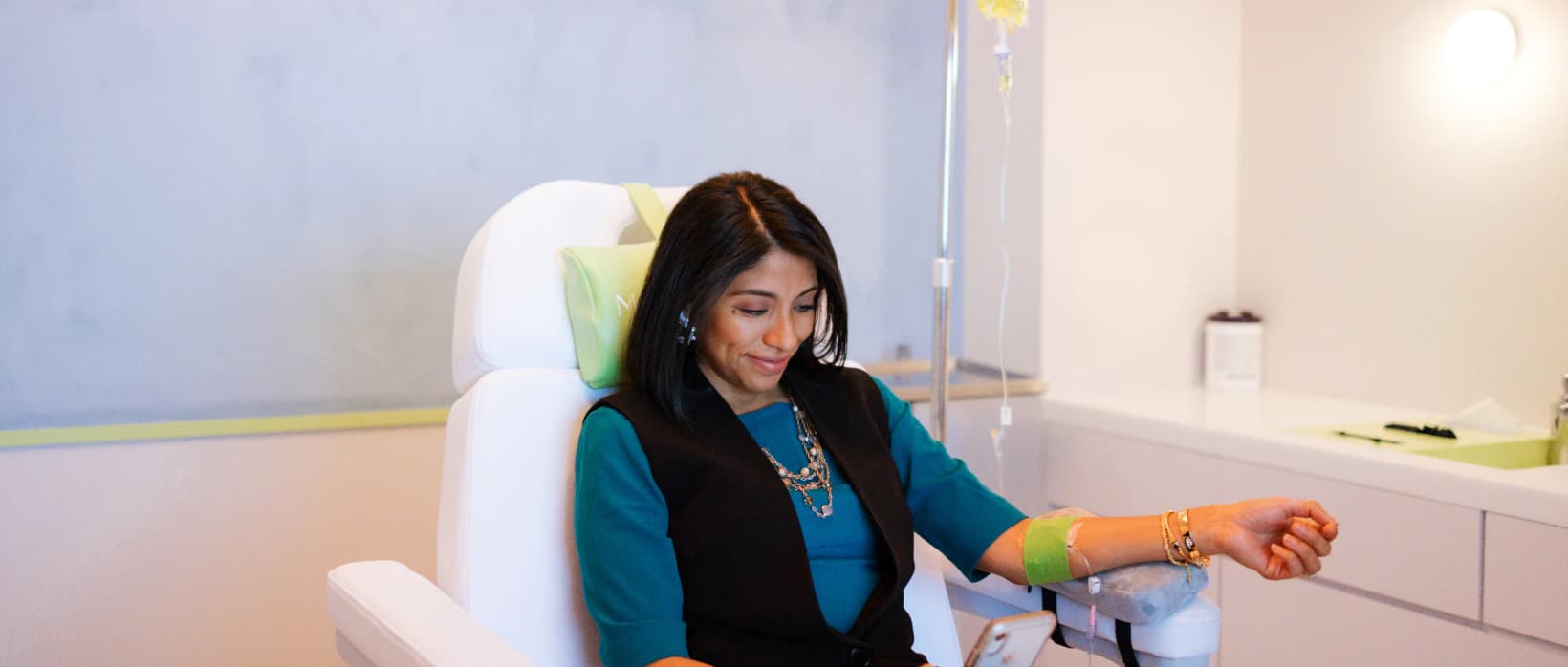 Woman getting an IV Drip